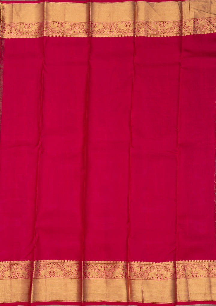 Rani Pink Zariwork Pure Silk Saree