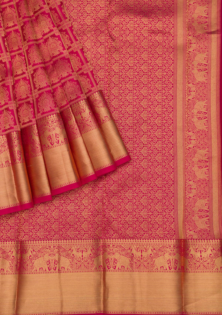Rani Pink Zariwork Pure Silk Saree