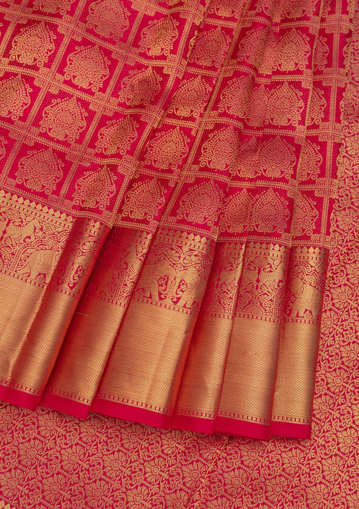 Rani Pink Zariwork Pure Silk Saree