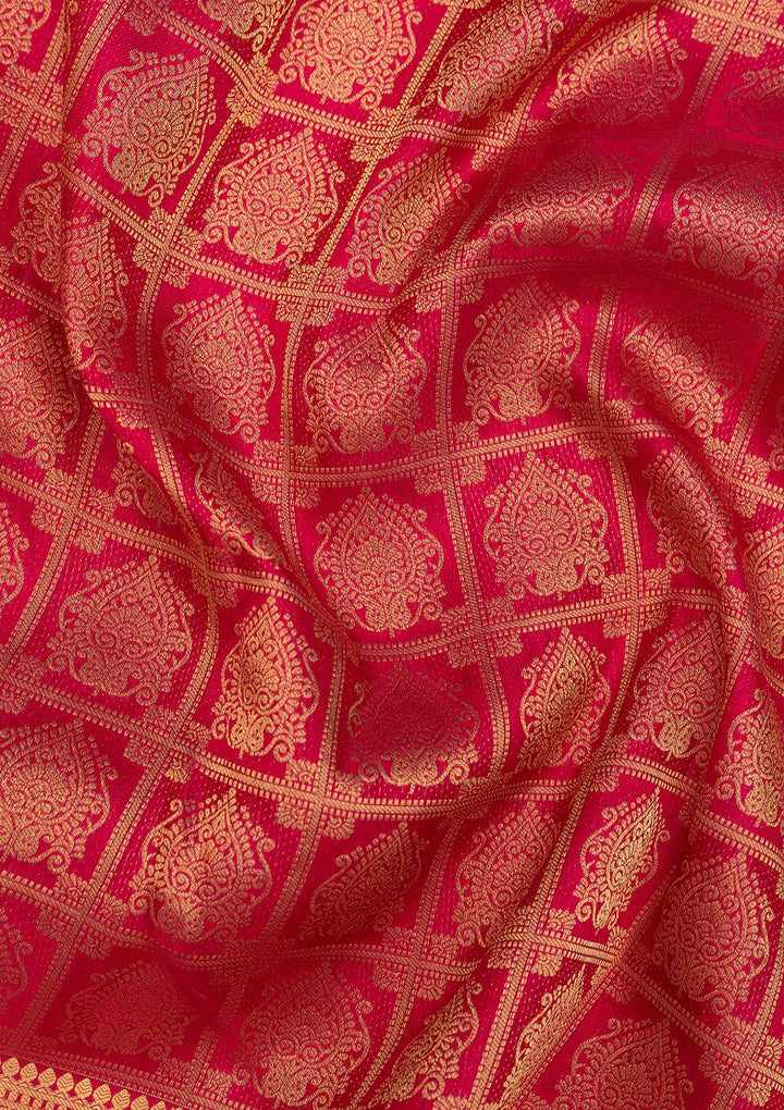 Rani Pink Zariwork Pure Silk Saree