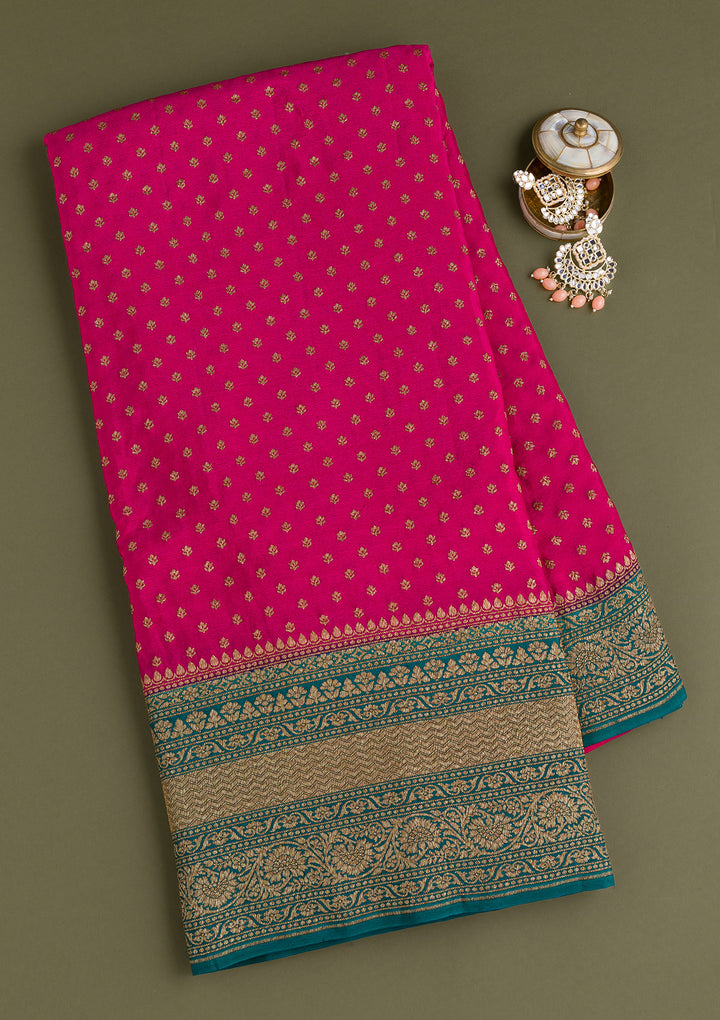 Rani Pink Zariwork Pure Silk Saree