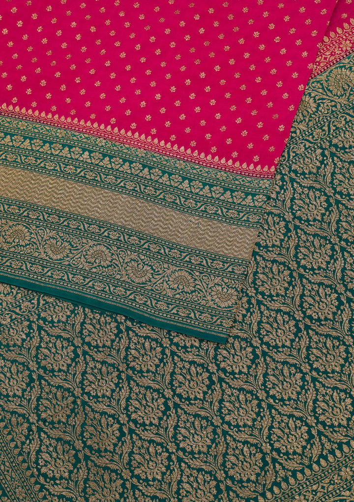 Rani Pink Zariwork Pure Silk Saree