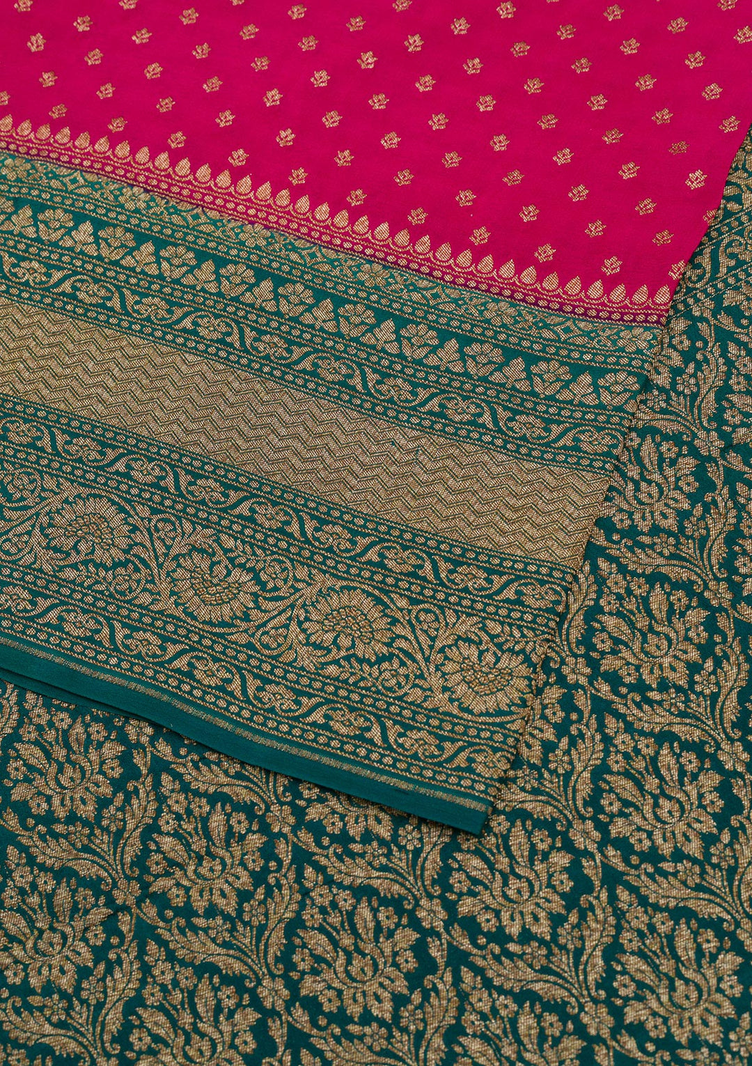 Rani Pink Zariwork Pure Silk Saree