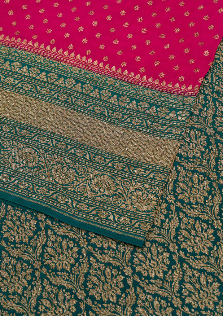 Rani Pink Zariwork Pure Silk Saree