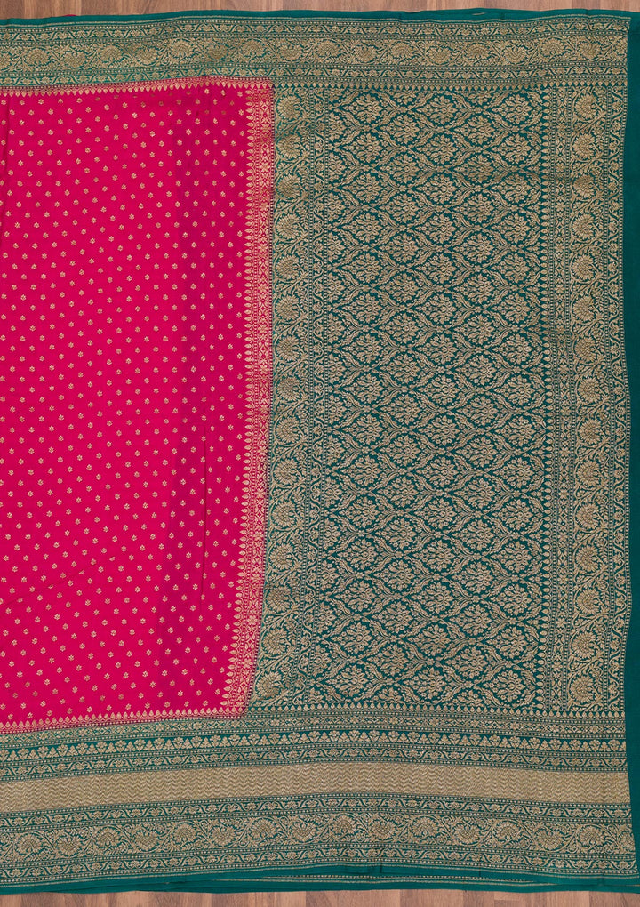 Rani Pink Zariwork Pure Silk Saree