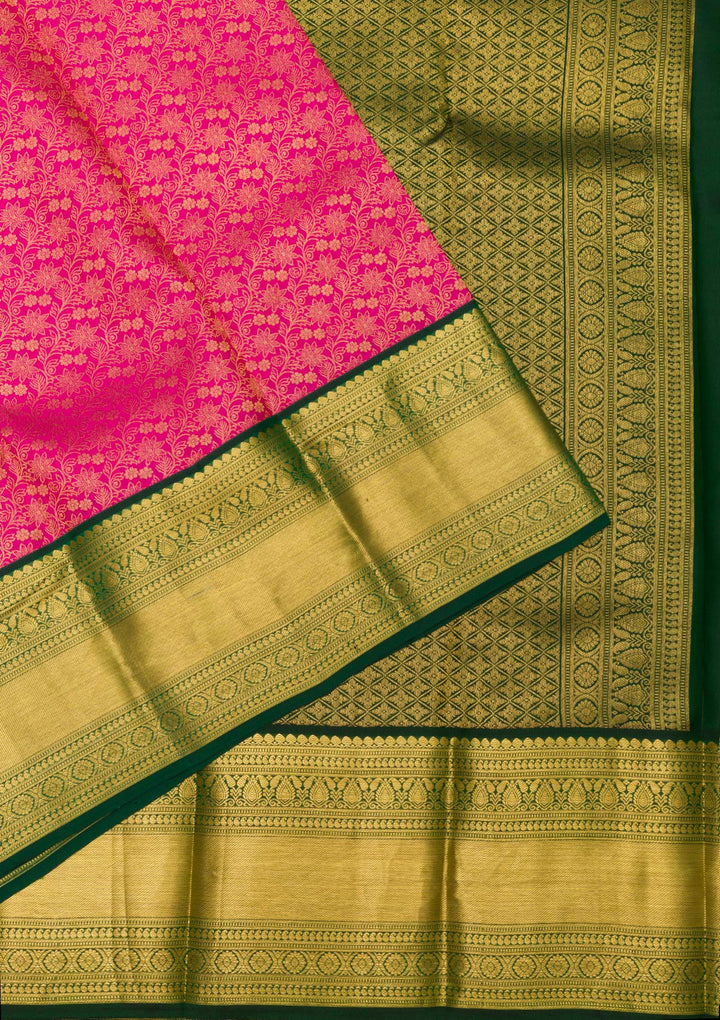 Rani Pink Zariwork Banarasi Pure Silk Saree