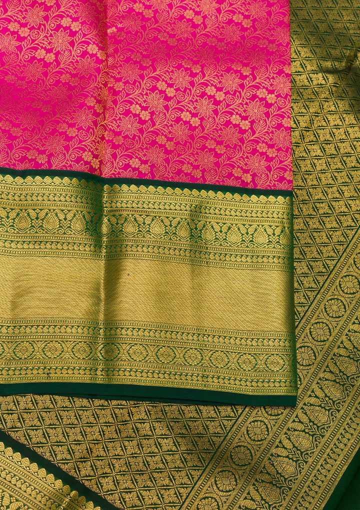 Rani Pink Zariwork Banarasi Pure Silk Saree