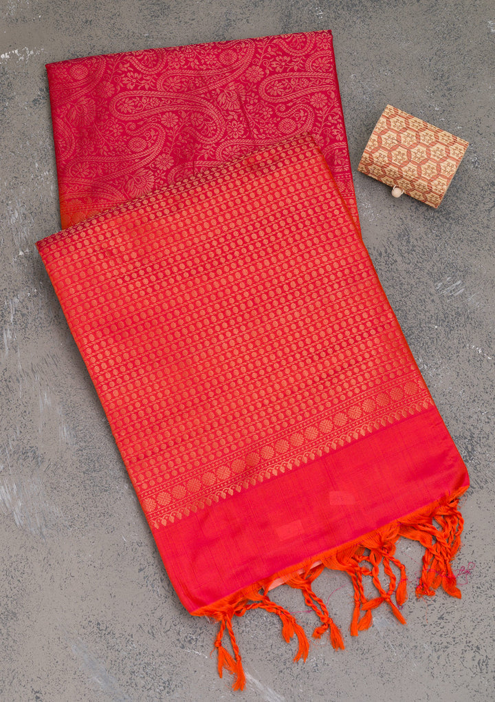 Rani Pink Zariwork Pure Silk Saree