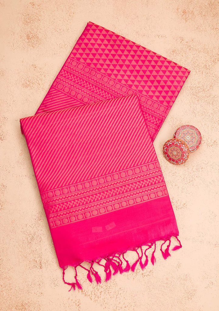 Rani Pink Zariwork Pure Silk Saree