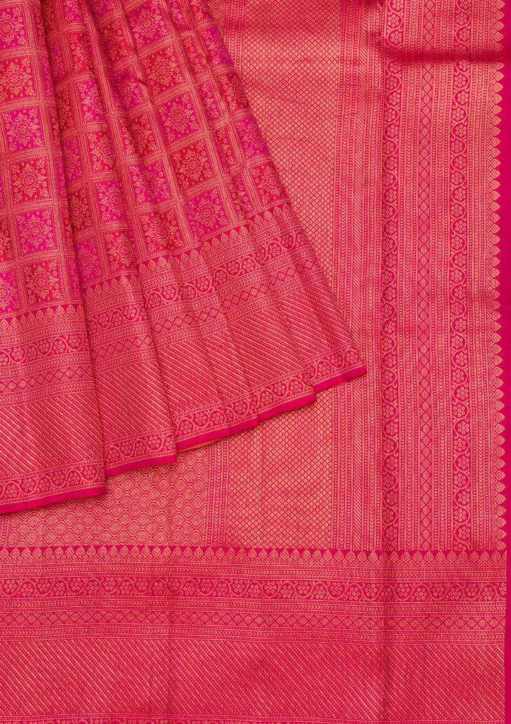 Rani Pink Zariwork Pure Silk Saree