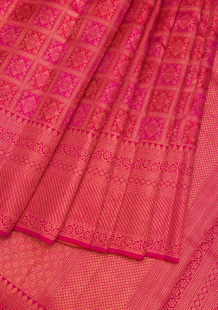 Rani Pink Zariwork Pure Silk Saree