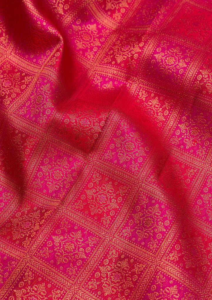 Rani Pink Zariwork Pure Silk Saree