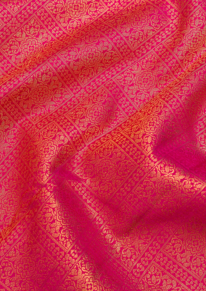 Rani Pink Zariwork Pure Silk Saree
