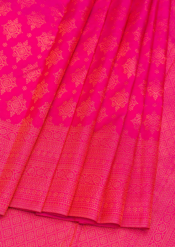 Rani Pink Zariwork Pure Silk Saree