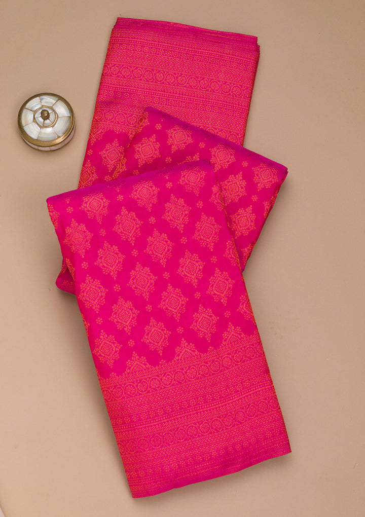 Rani Pink Zariwork Pure Silk Saree