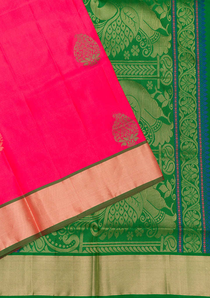 Rani Pink Zariwork Pure Silk Saree