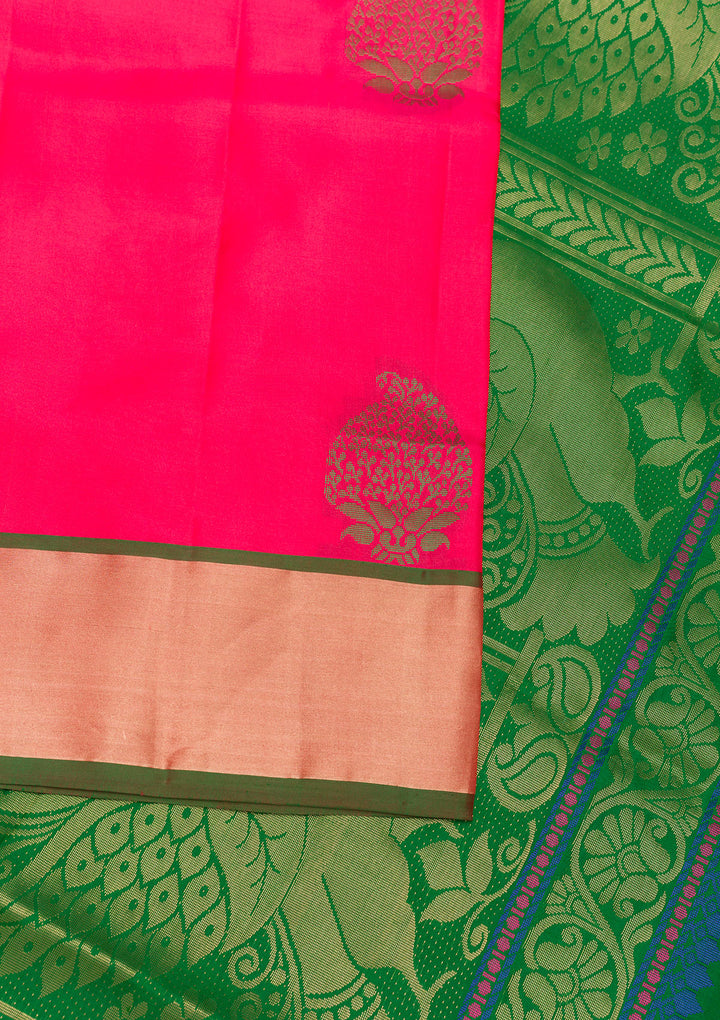 Rani Pink Zariwork Pure Silk Saree