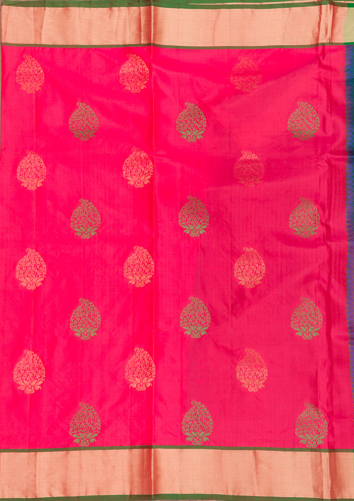 Rani Pink Zariwork Pure Silk Saree