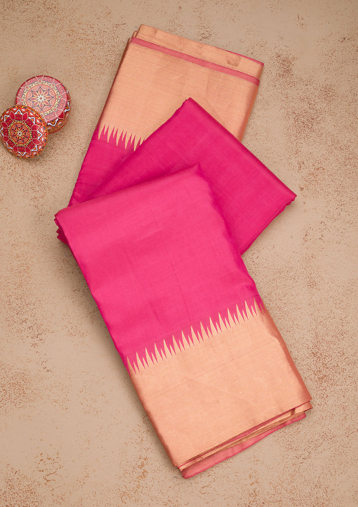Rani Pink Zariwork Kanjivaram Pure Silk Saree