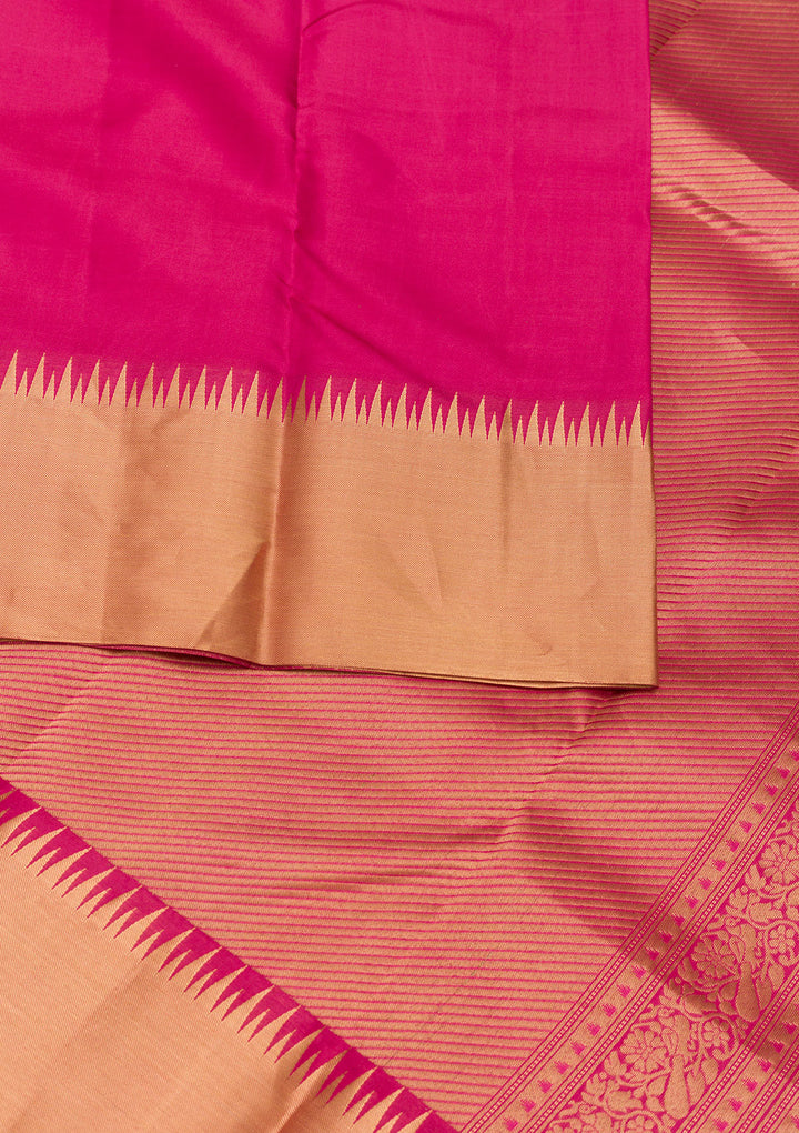 Rani Pink Zariwork Kanjivaram Pure Silk Saree