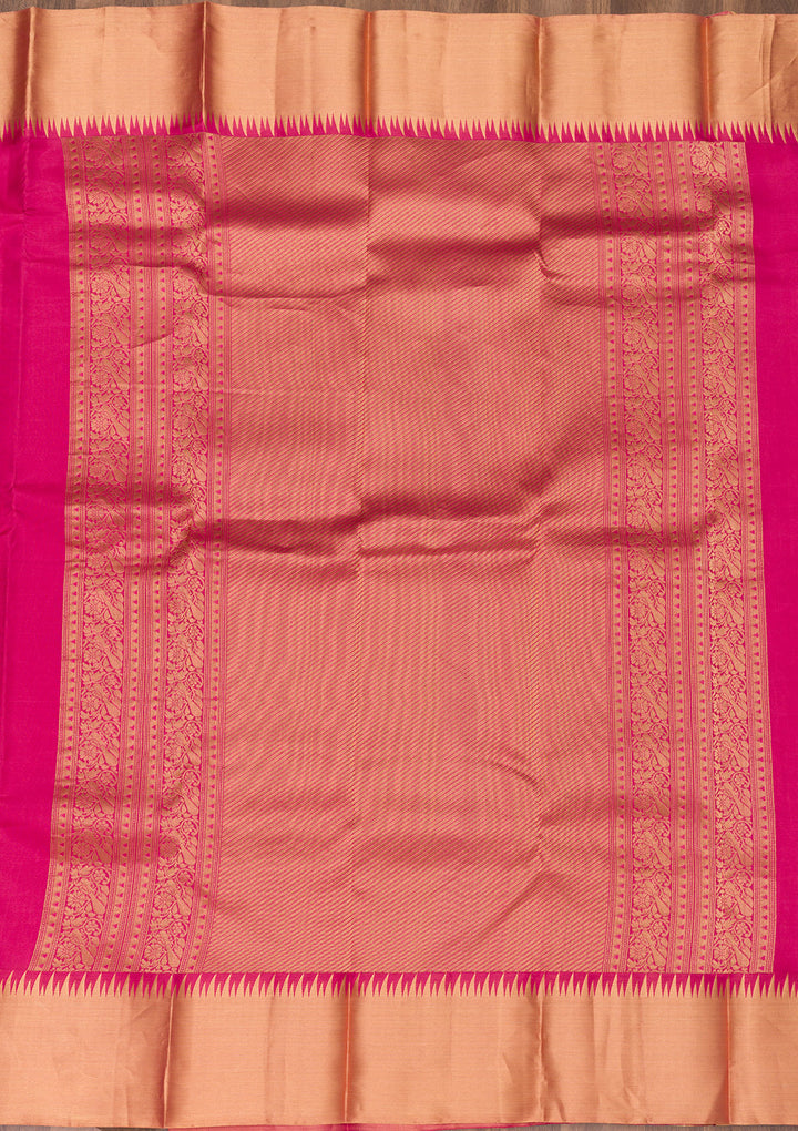 Rani Pink Zariwork Kanjivaram Pure Silk Saree