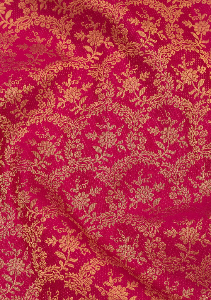 Rani Pink Zariwork Pure Silk Saree
