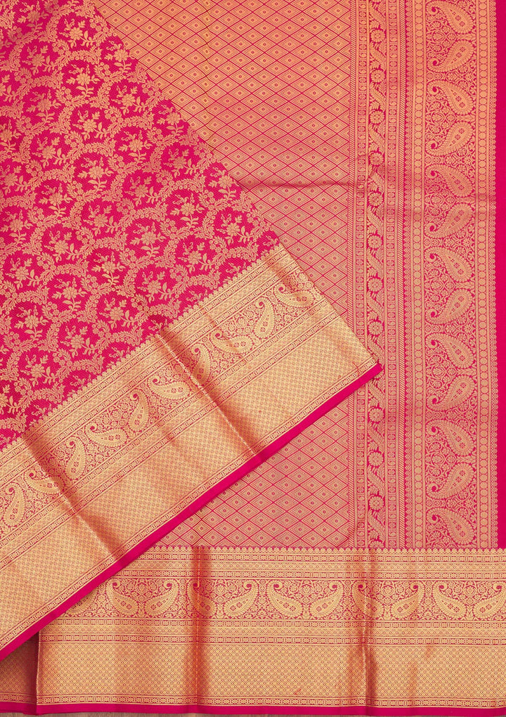 Rani Pink Zariwork Pure Silk Saree
