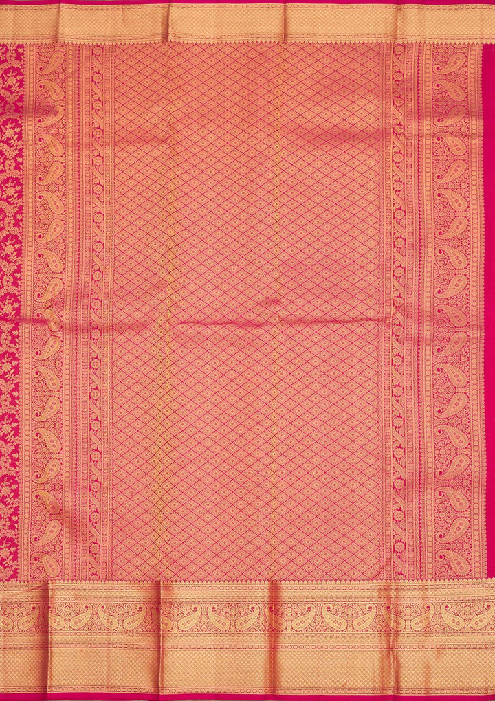 Rani Pink Zariwork Pure Silk Saree