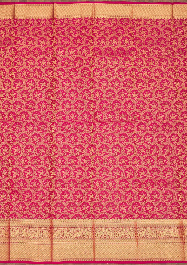 Rani Pink Zariwork Pure Silk Saree