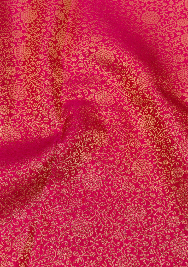 Rani Pink Zariwork Banarasi Pure Silk Saree