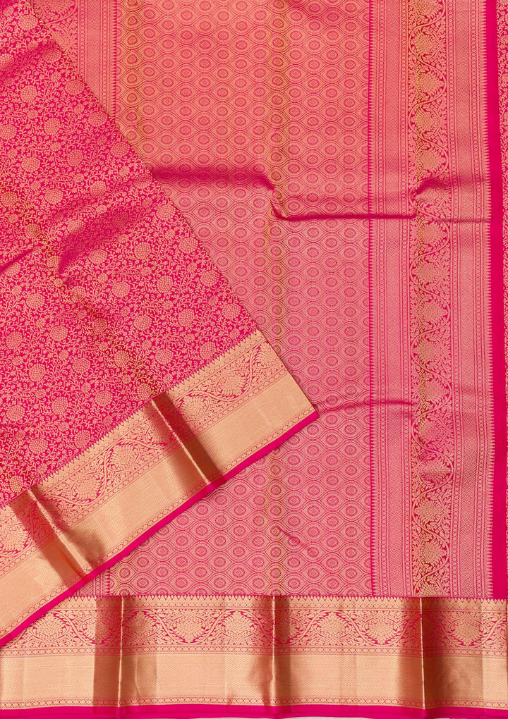 Rani Pink Zariwork Banarasi Pure Silk Saree