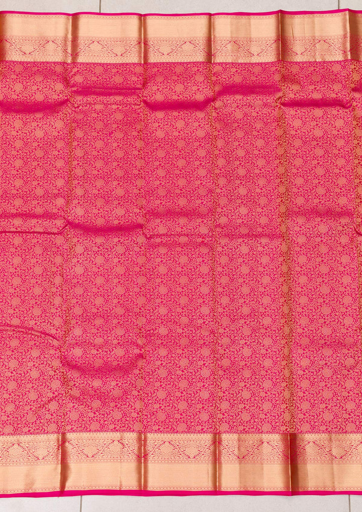 Rani Pink Zariwork Banarasi Pure Silk Saree