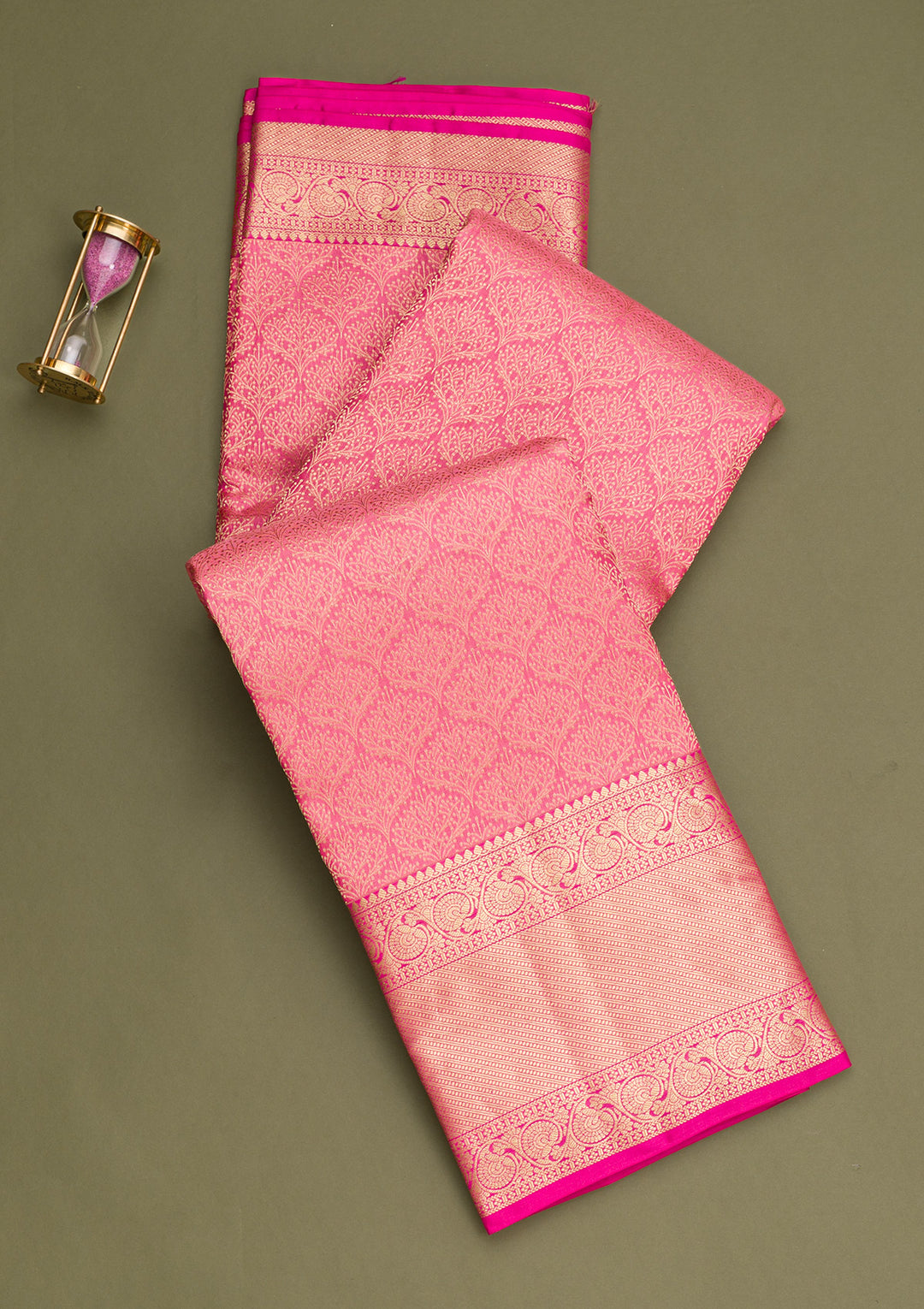 Rani Pink Zariwork Banarasi Pure Silk Saree