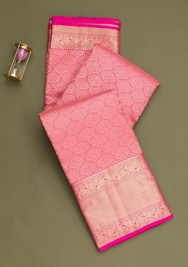 Rani Pink Zariwork Banarasi Pure Silk Saree