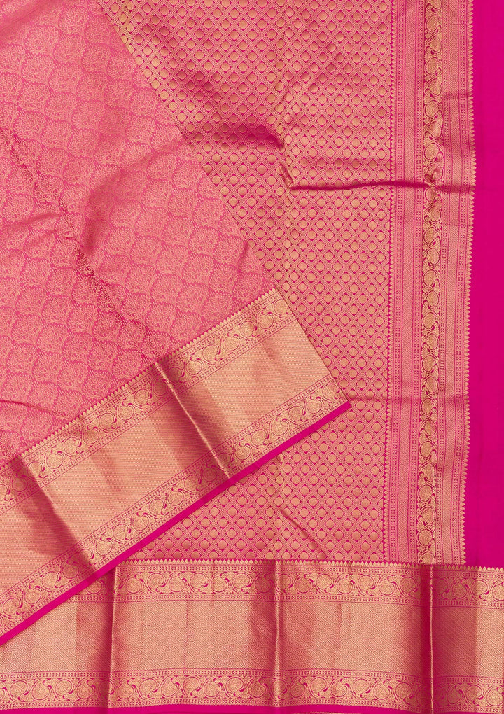 Rani Pink Zariwork Banarasi Pure Silk Saree