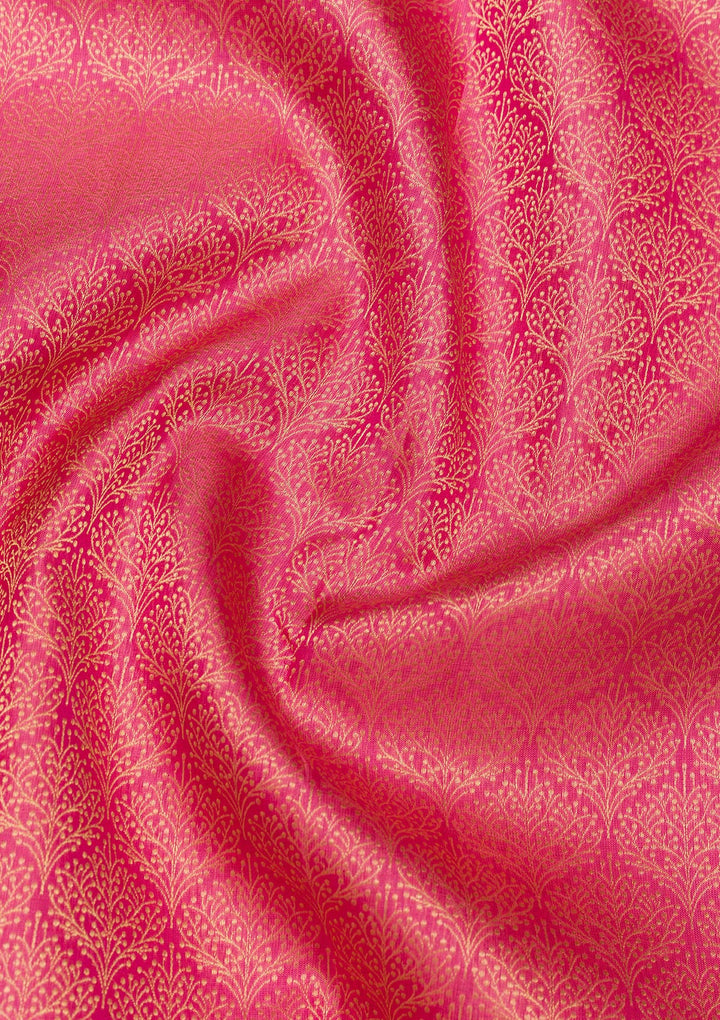 Rani Pink Zariwork Banarasi Pure Silk Saree