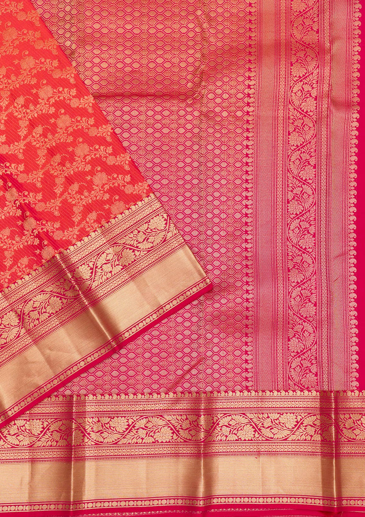 Rani Pink Zariwork Pure Silk Saree-Koskii