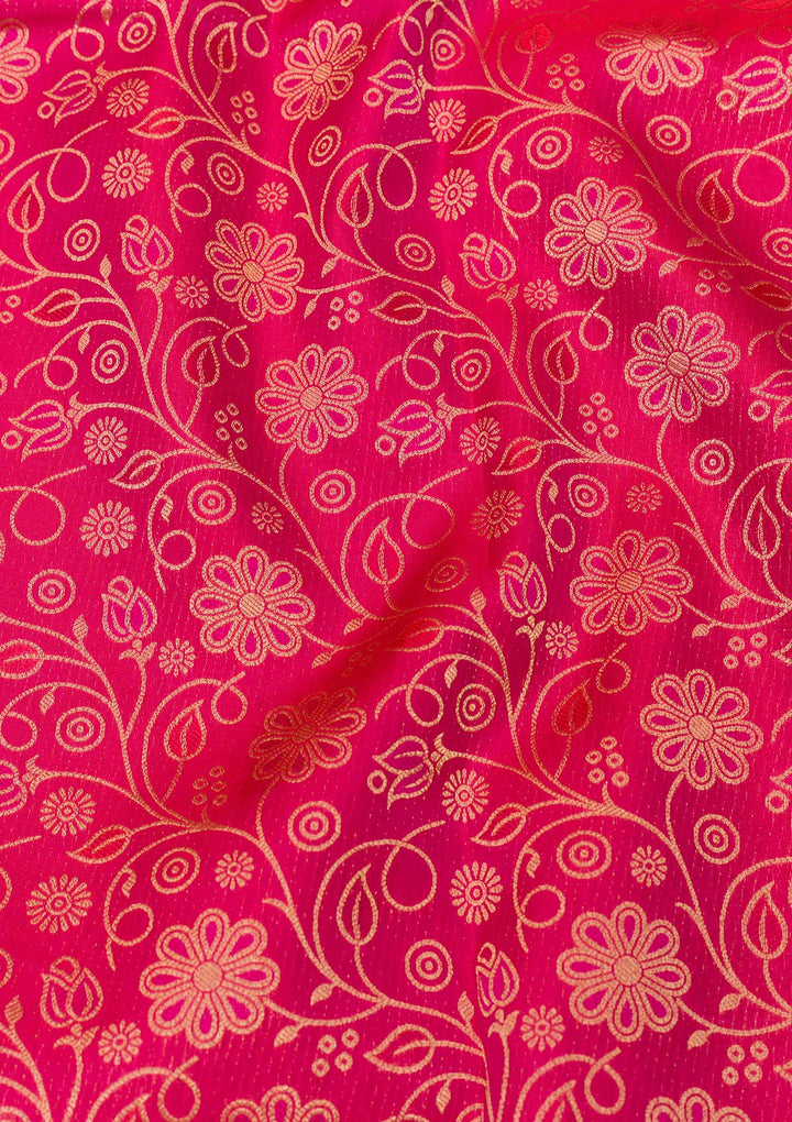 Rani Pink Zariwork Pure Silk Saree