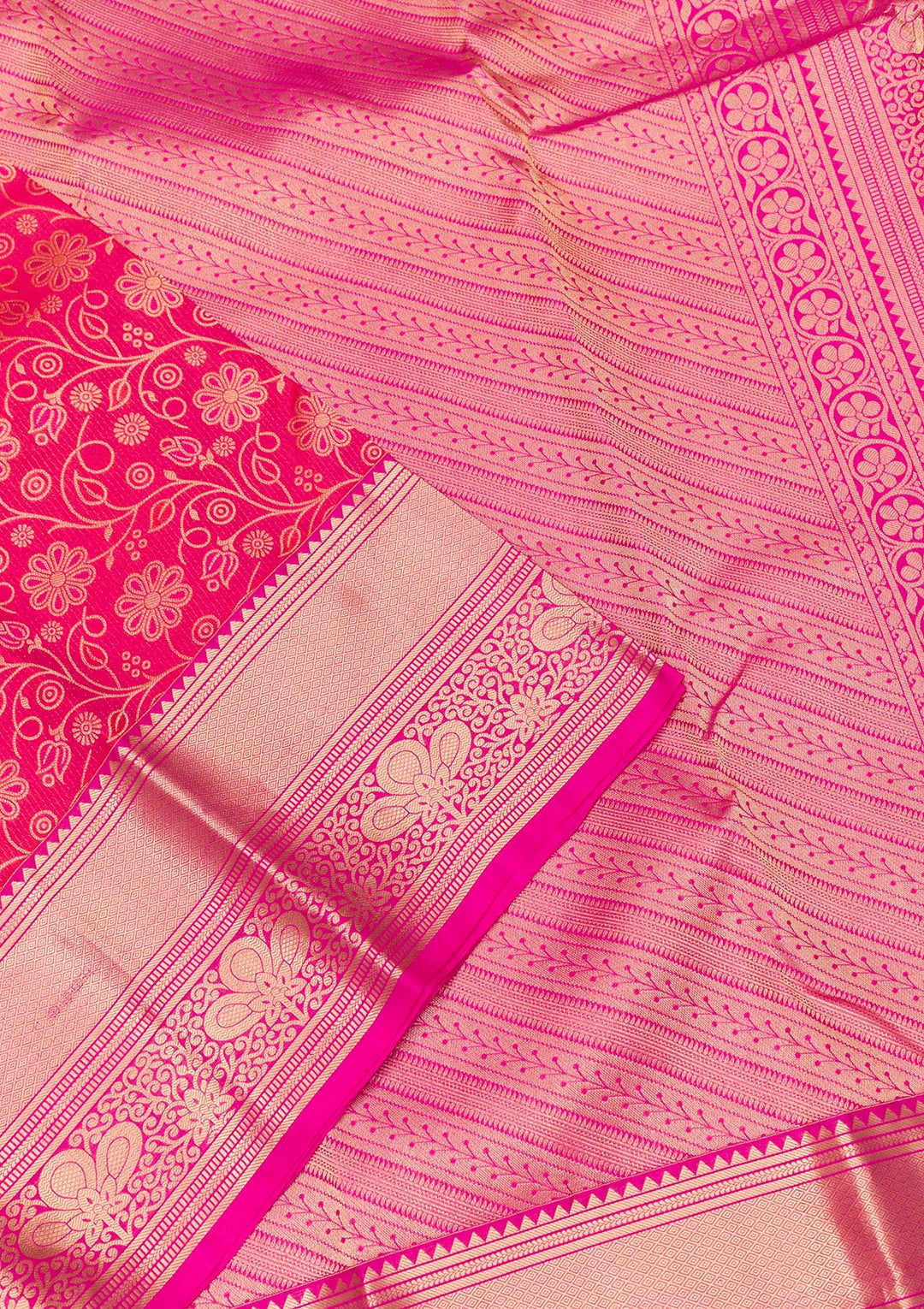 Rani Pink Zariwork Pure Silk Saree