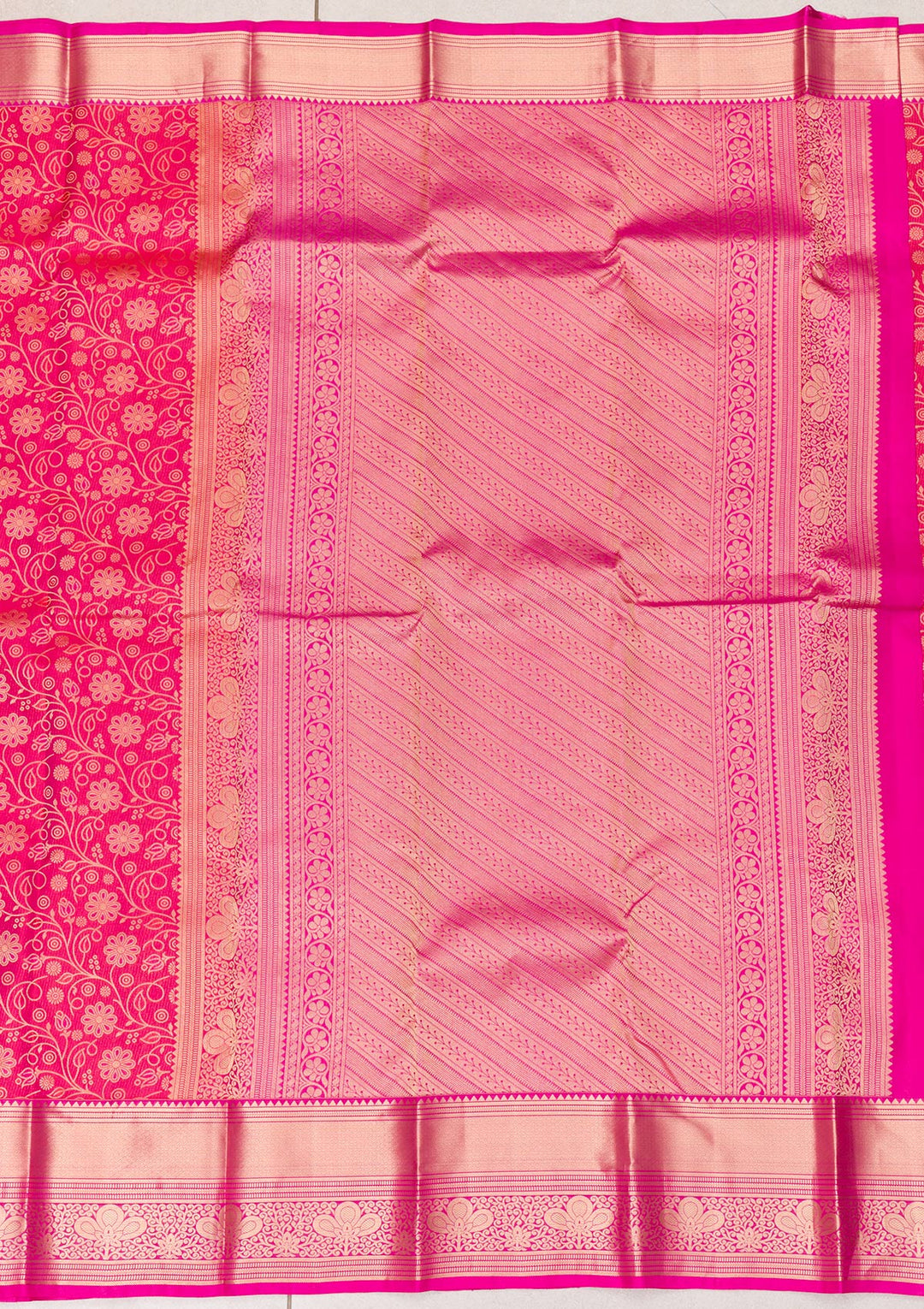 Rani Pink Zariwork Pure Silk Saree