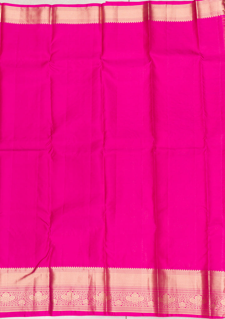 Rani Pink Zariwork Pure Silk Saree