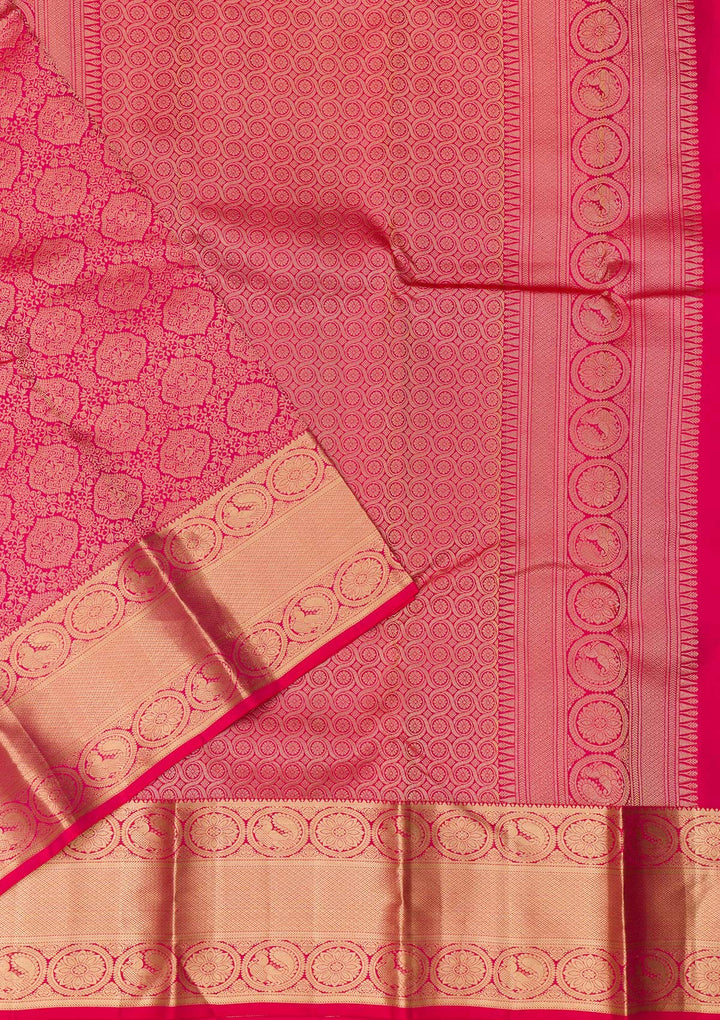 Rani Pink Zariwork Banarasi Pure Silk Saree