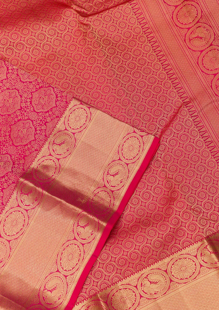 Rani Pink Zariwork Banarasi Pure Silk Saree