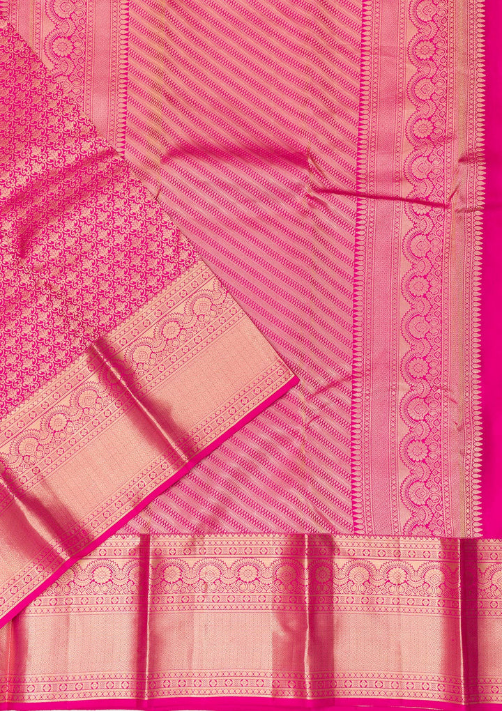 Rani Pink Zariwork Banarasi Pure Silk Saree