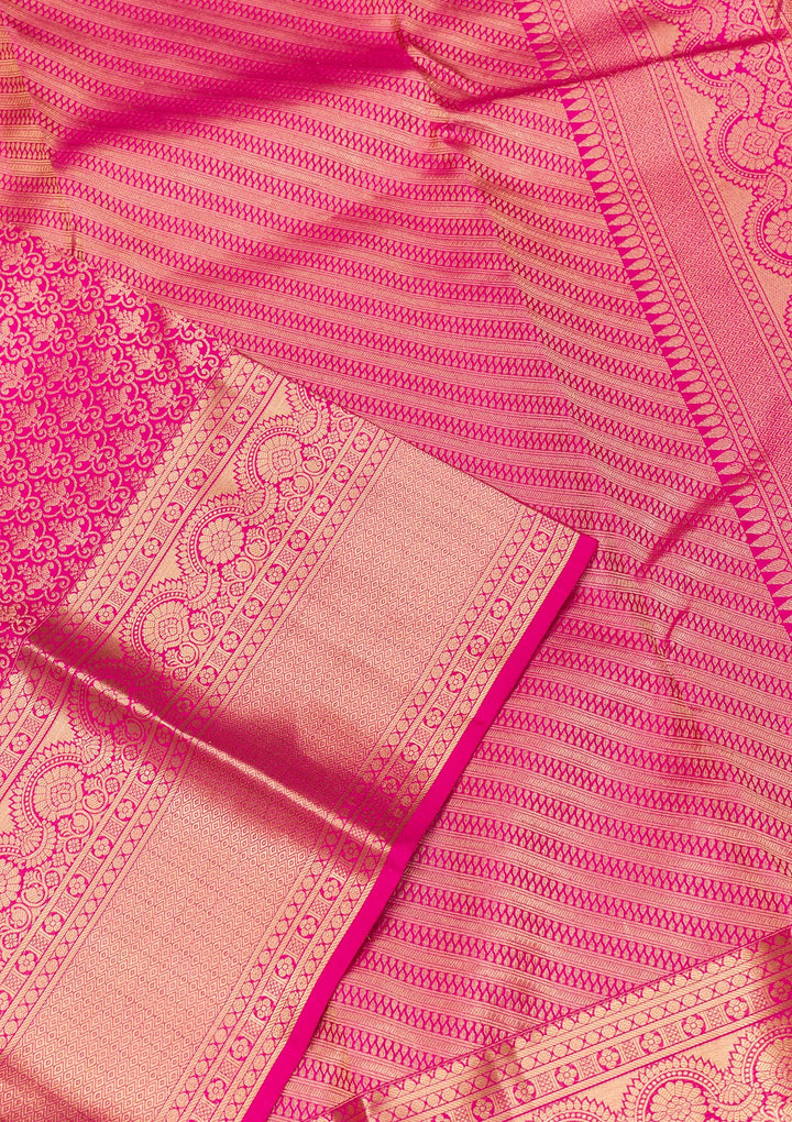 Rani Pink Zariwork Banarasi Pure Silk Saree