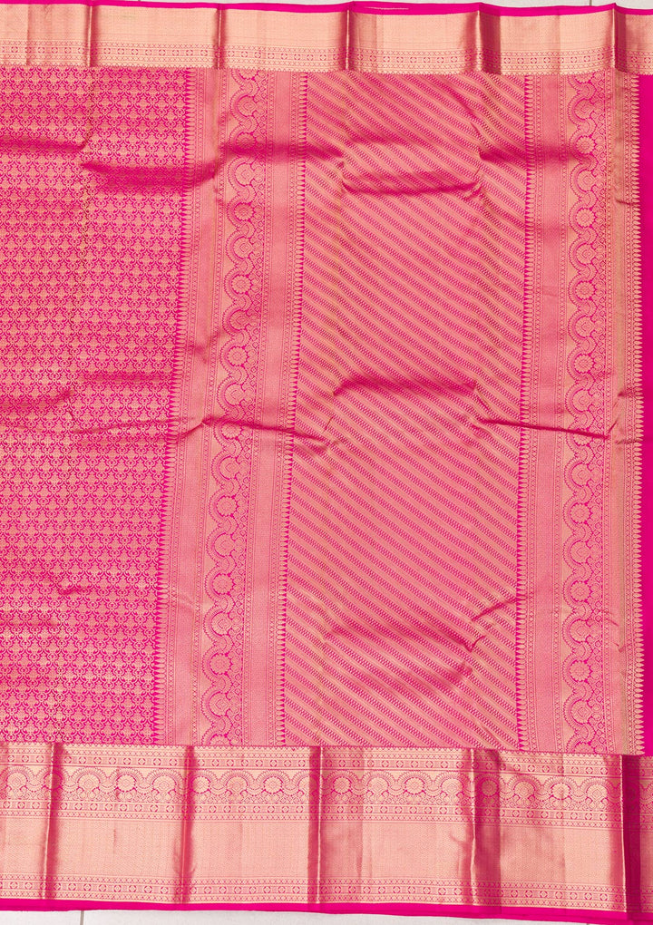 Rani Pink Zariwork Banarasi Pure Silk Saree