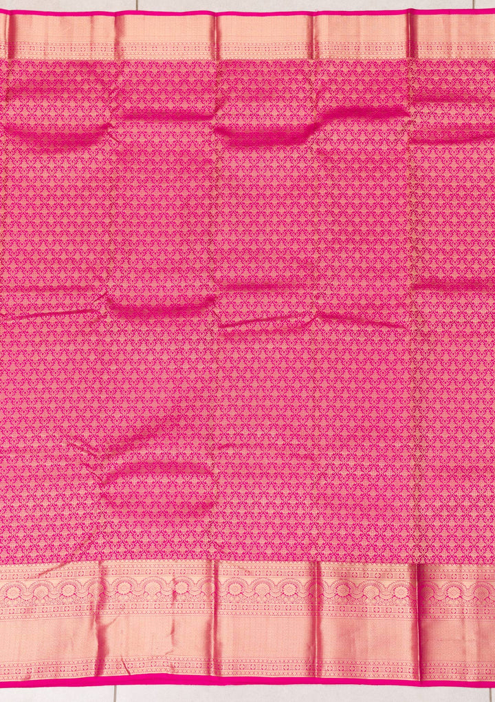 Rani Pink Zariwork Banarasi Pure Silk Saree