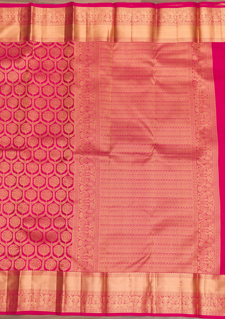 Rani Pink Zariwork Pure Silk Saree-Koskii