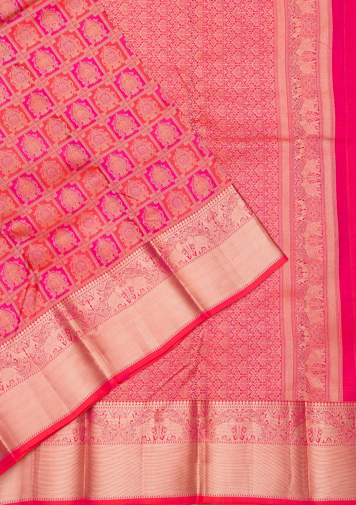 Rani Pink Zariwork Pure Silk Saree
