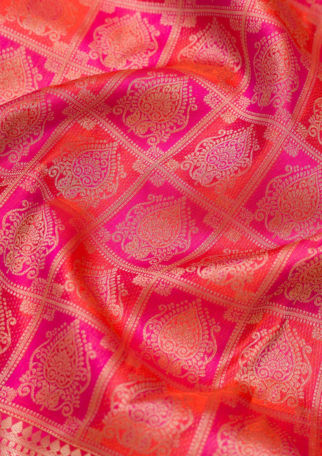 Rani Pink Zariwork Pure Silk Saree